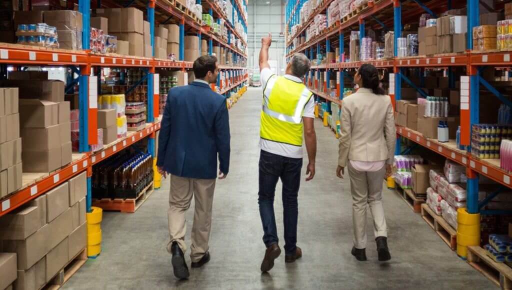 Start up business guided tour of a suppliers warehouse