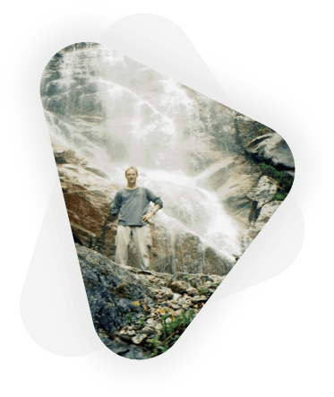 CBDimage client business owner with waterfall in background